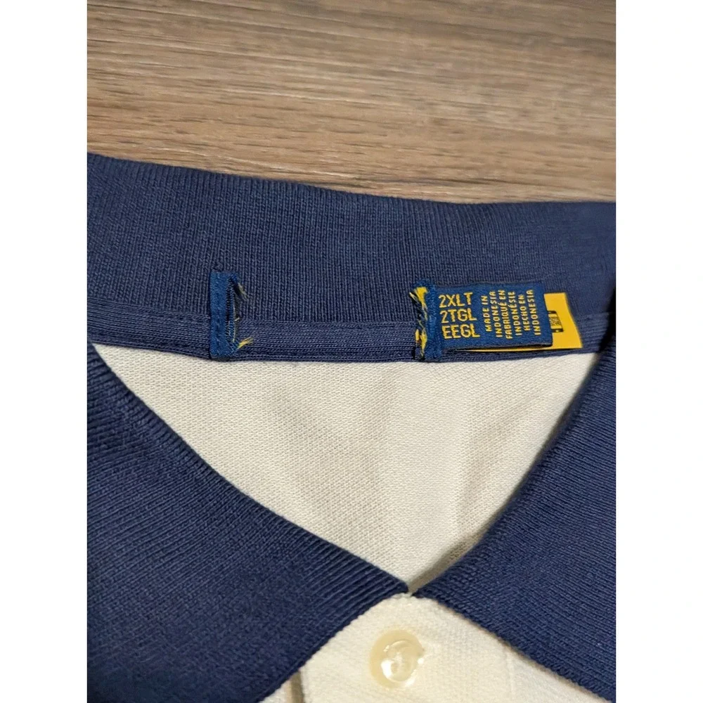 Polo Ralph Lauren Yacht Club Marine Tour Big Pony Polo Shirt Cream Navy 2XLT